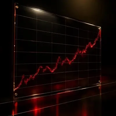 黑色玻璃面板上的红色数据折线，暗黑科技榜单缩略图